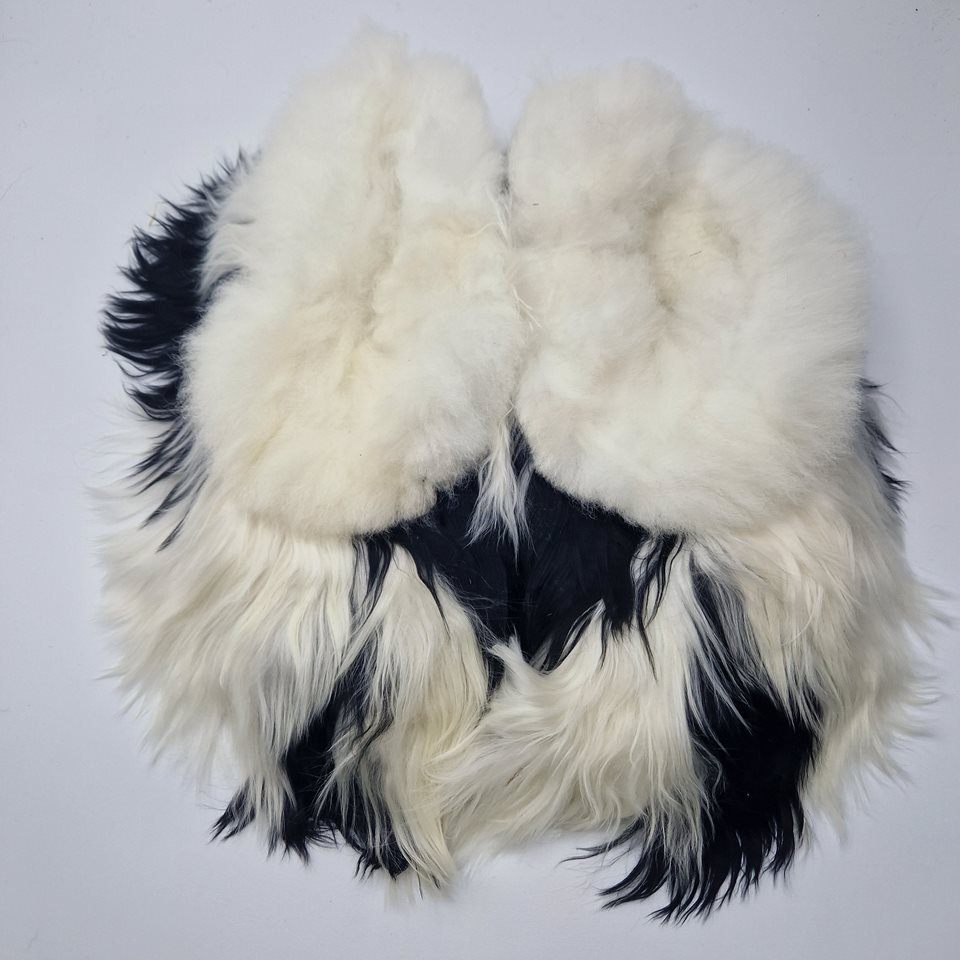 Alpaca Fur Slippers blk/wh
