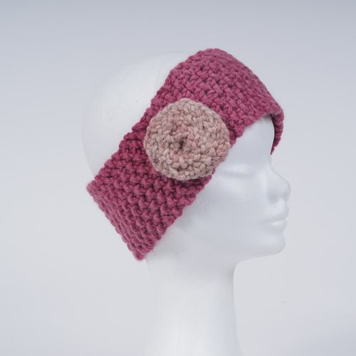Alpaca Knitted Headband rose pink & rose