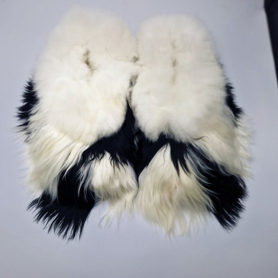 Alpaca Fur slippers blk-wh