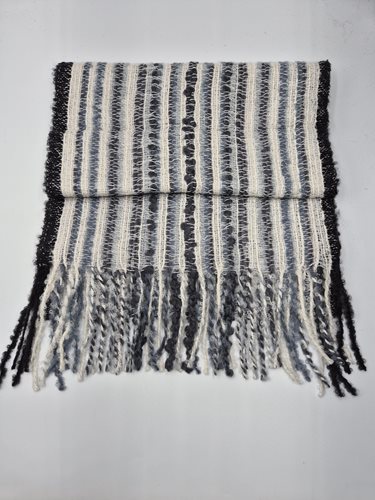 Alpaca Scarf blue grey black stripe