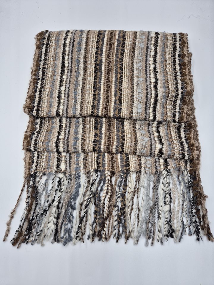 Alpaca Scarf browns/greys stripe