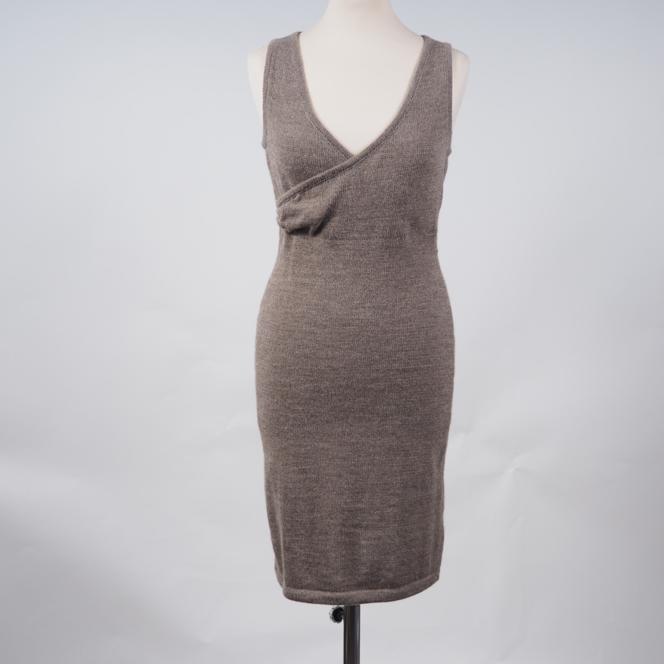 Alpaca Dress cross front faun