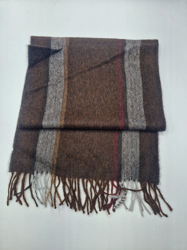 Alpaca Scarf browns/red/grey stripe