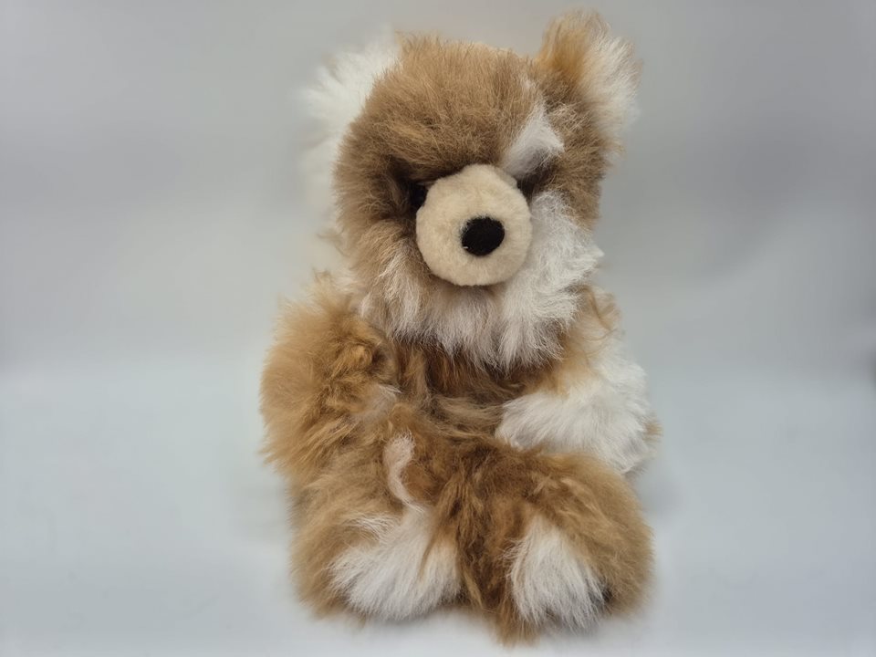 Alpaca Fur Teddy med faun/white