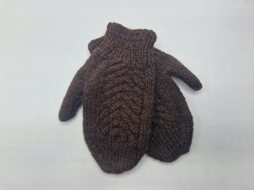 Alpaca Mittens Brown cable knit