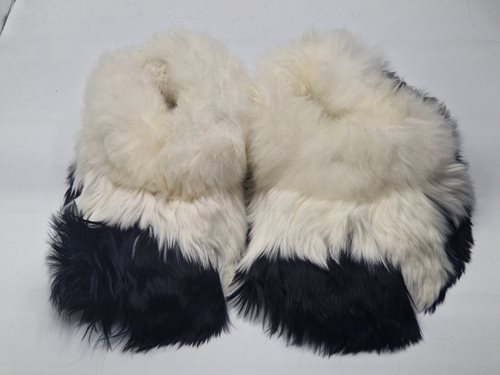 Alpaca Fur Slippers blk/white