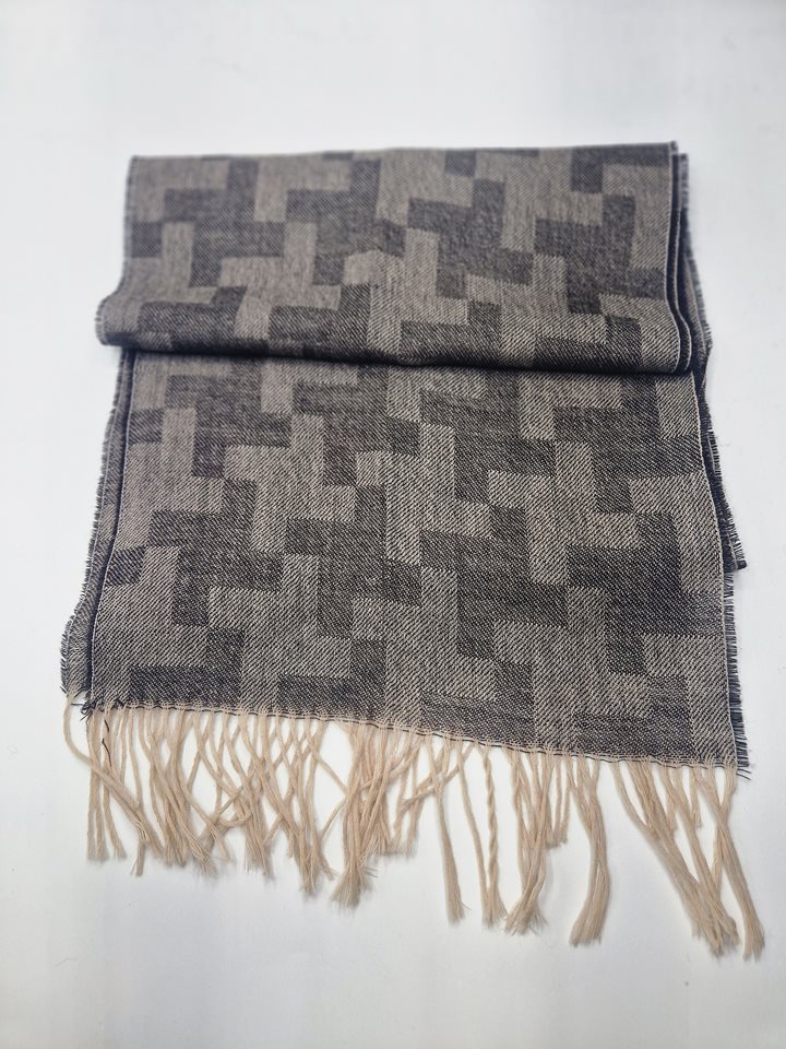 Alpaca/Silk Scarf charcoal/grey patterend