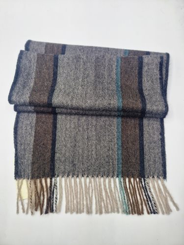 Alpaca Scarf grey/brown/green stripe