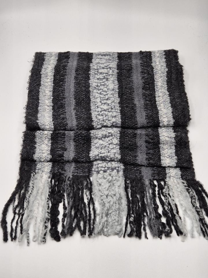 Alpaca Scarf grey/black stripe