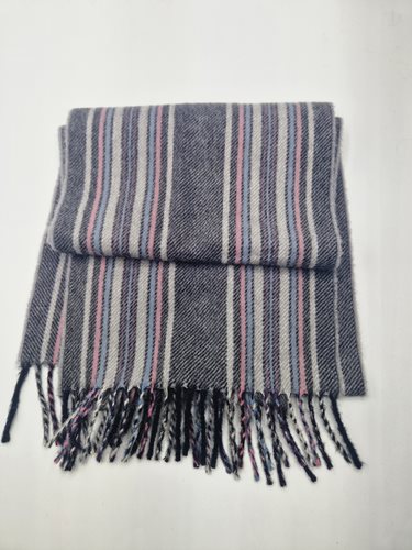 Alpaca Scarf greys/pink/blue stripe