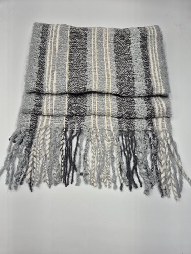 Alpaca Scarf blue grey stripe