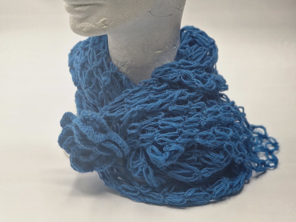 Alpaca Scarf blue lace knit