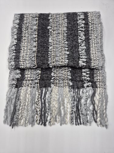 Alpaca Scarf light/charcoal grey stripe