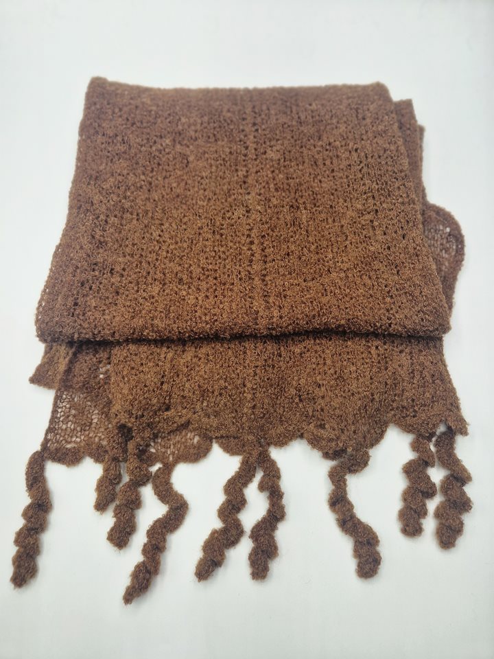 Alpaca Scarf lace knit brown