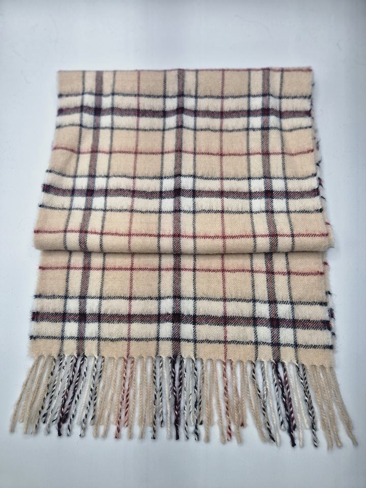 Alpaca Scarf faun/red/grey check