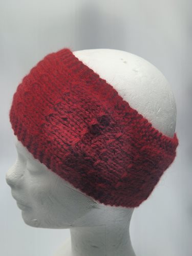 Alpaca Knitted Headband Red