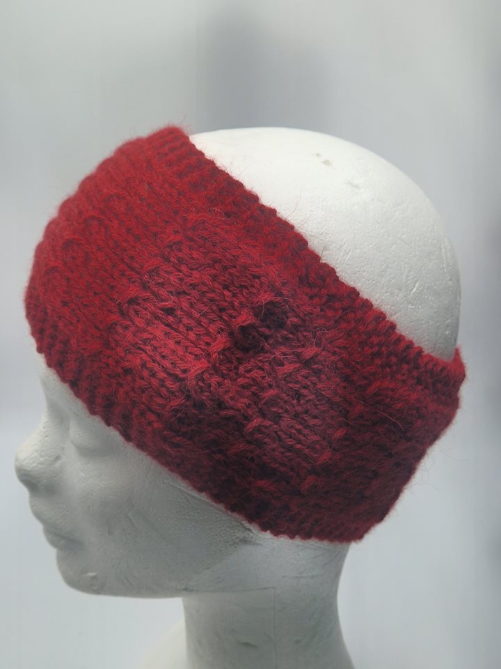 Alpaca Knitted Headband Red