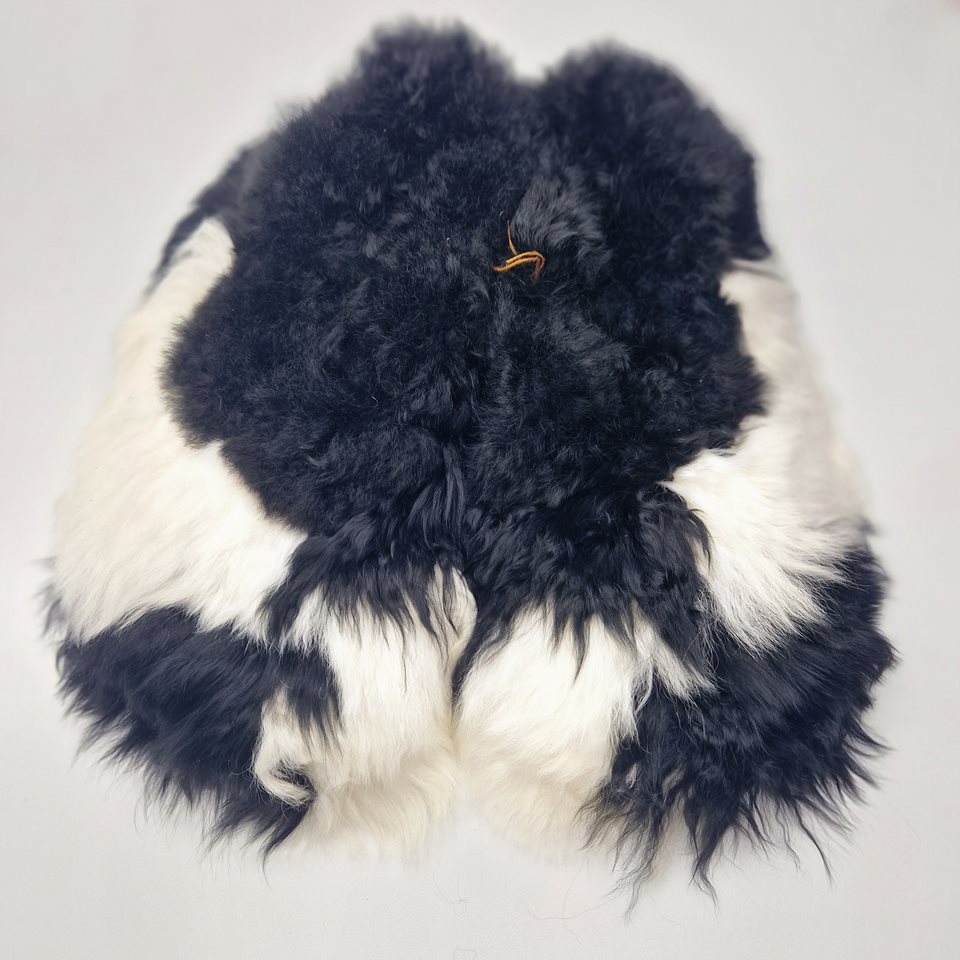 Alpaca Fur Slippers blk-wh