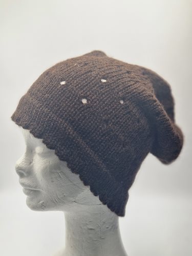 Alpaca knitted slouch hat brown