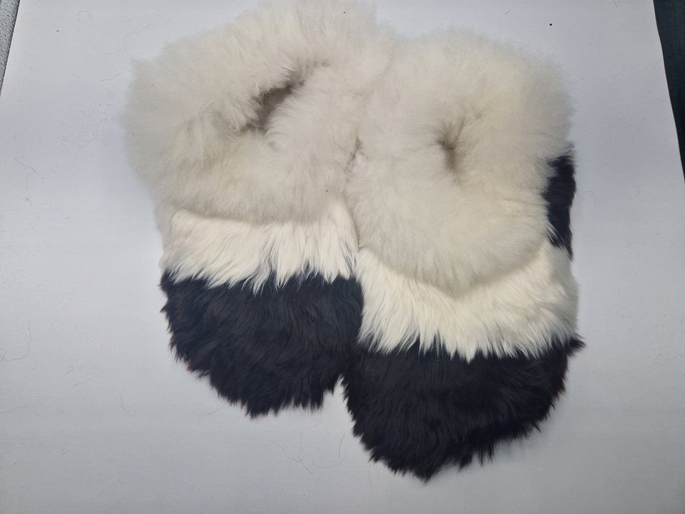 Alpaca Fur Slippers dark brown/white