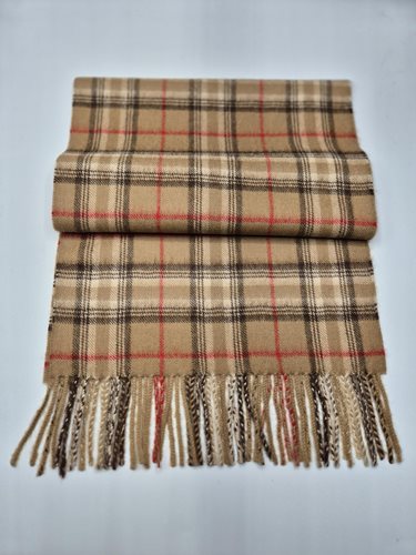 Alpaca Scarf faun/red/brown check