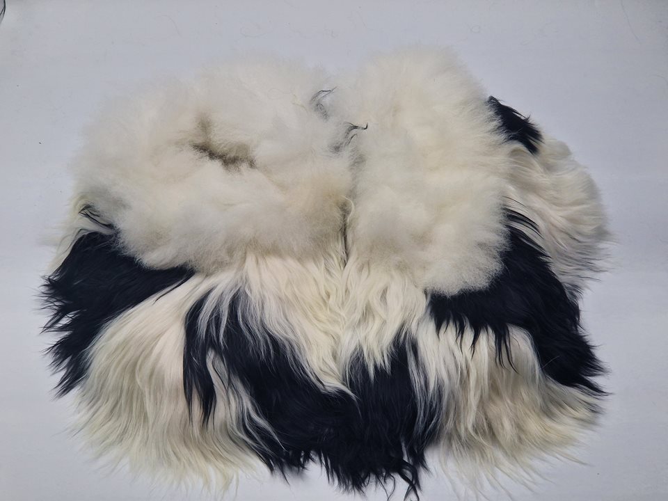 Alpaca Fur Slippers blk/white