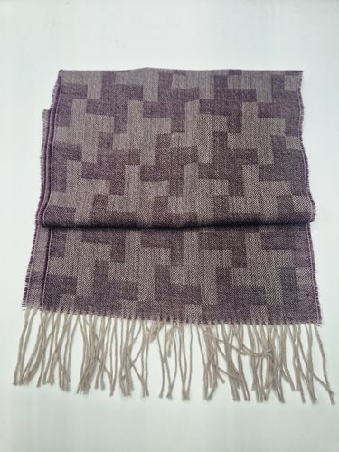 Alpaca/Silk Scarf maroon/faun patterned