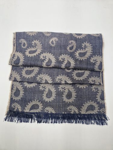 Alpaca/Silk Scarf blue/grey paisley