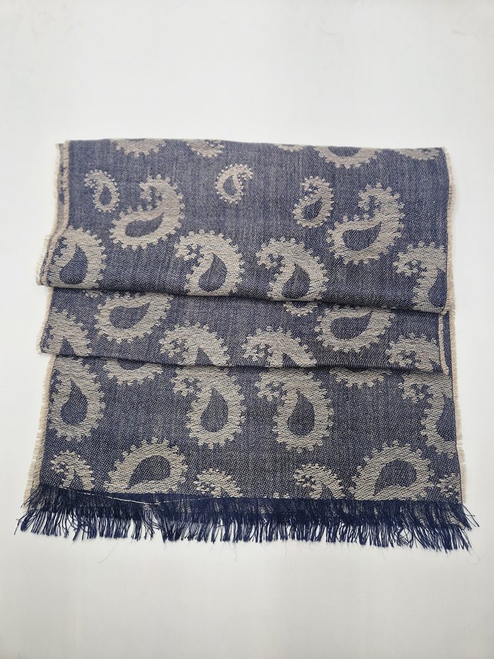 Alpaca/Silk Scarf blue/grey paisley