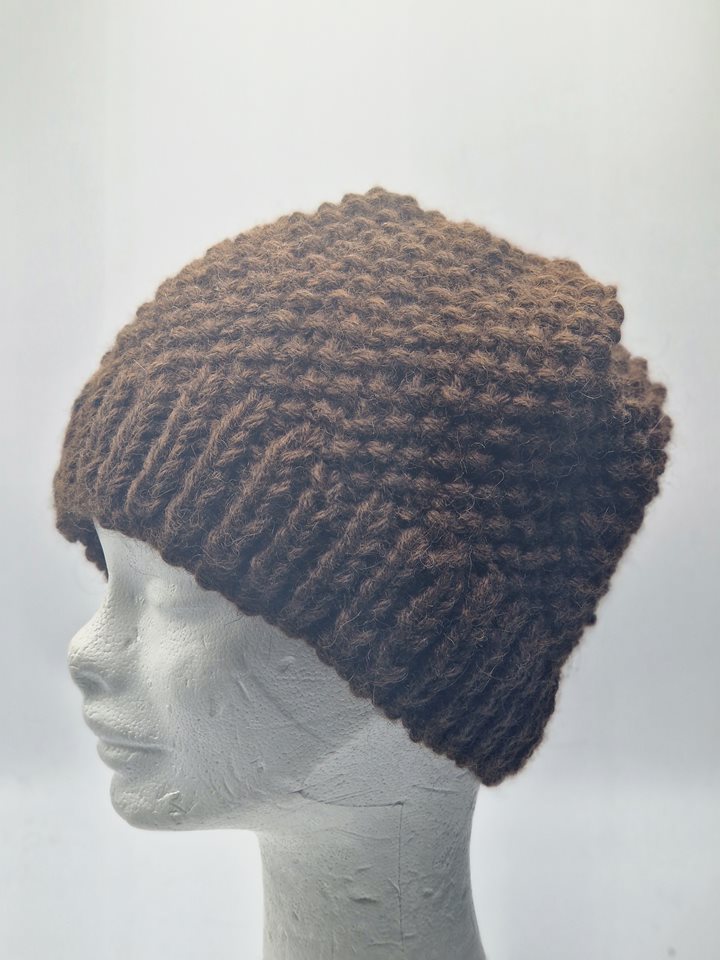 Alpaca chunky knitted beanie brown