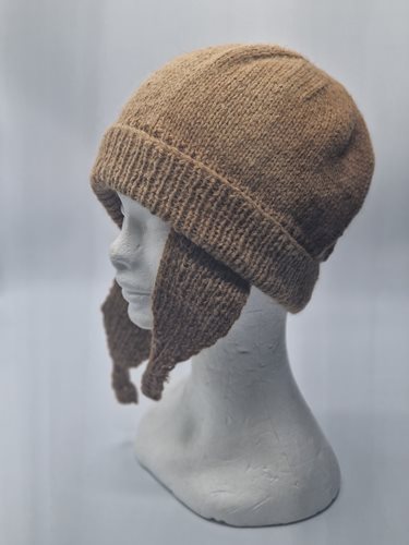 Alpaca knitted trapper hat faun