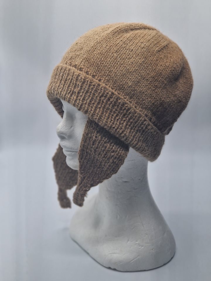 Alpaca knitted trapper hat faun