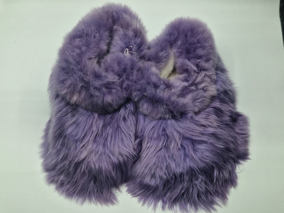 Alpaca Fur Slippers purple