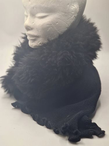 Alpaca Fur/knitted Scarf Black