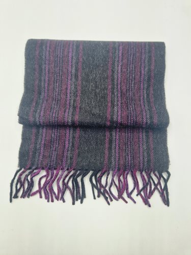 Alpaca Scarf charcoal/pink/maroon stripe